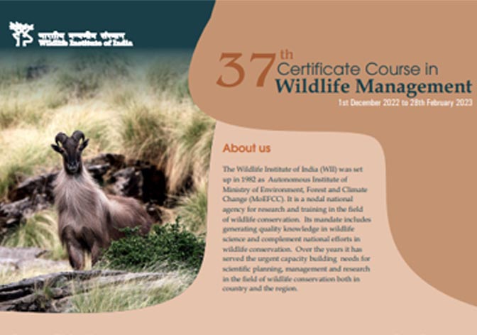 Deadline for nominations to 37th Certificate Course in Wildlife Management - Extended to 10th November, 2022.