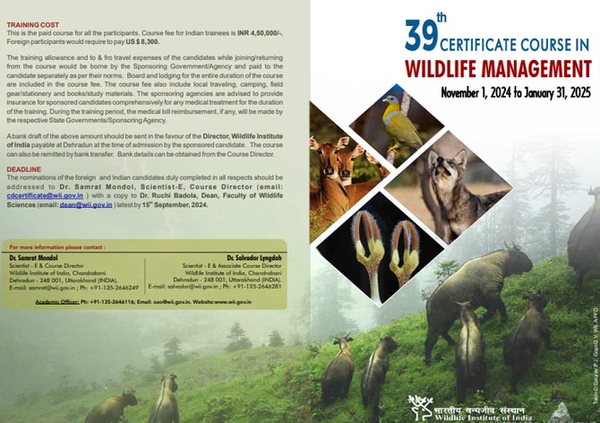 39th Certificate Course in Wildlife Management (November 1, 2024 to January 31, 2025)