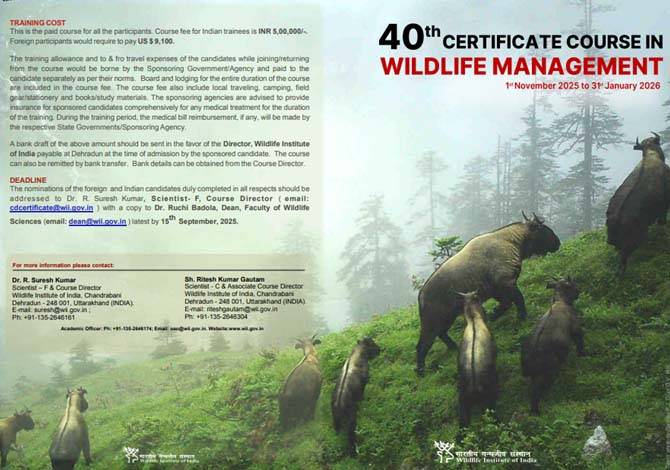 40th Certificate Course in Wildlife Management