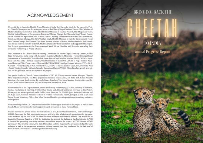 Bringing Back The Cheetah to India - Annual Progress Report (2023-2024)